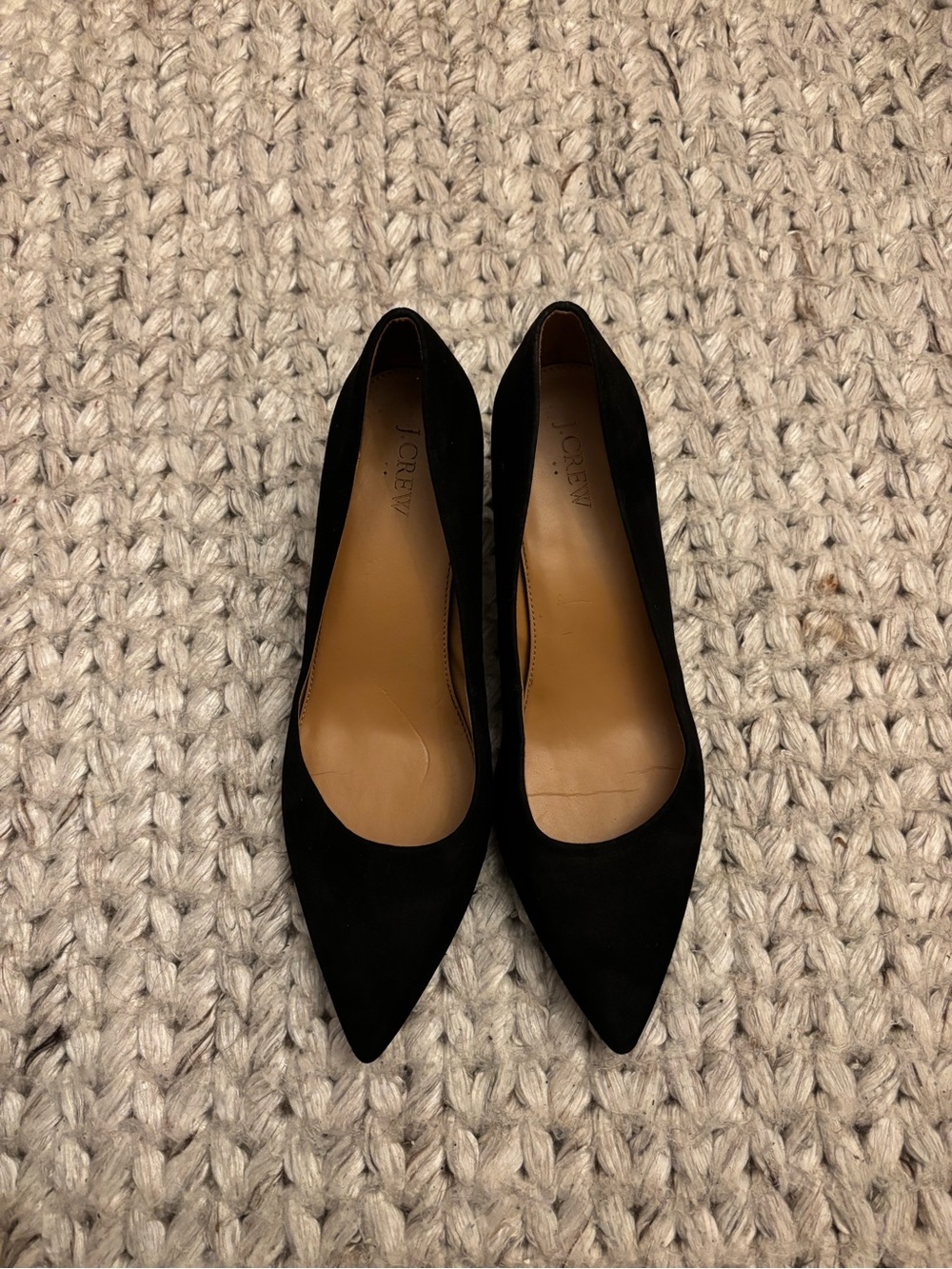 J. Crew Black Suede Pointed-Toe Heels